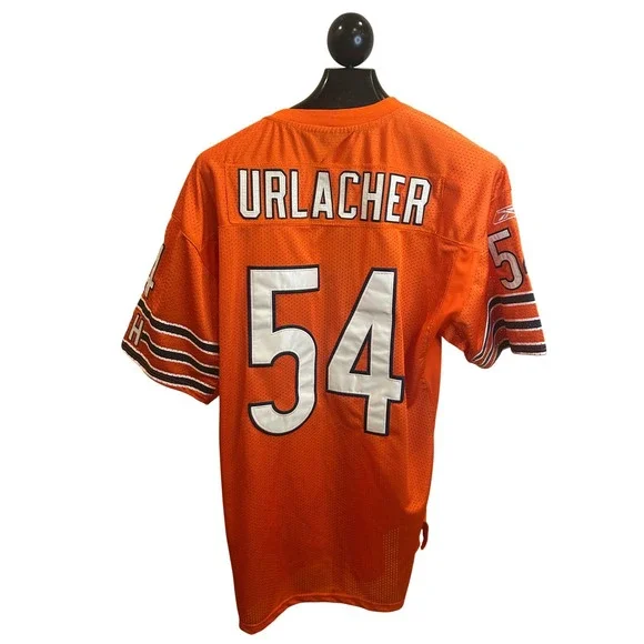 Reebok NFL Chicago Bears Brian Urlacher 54 Orange Stitched Jersey Mens Size 50 - Picture 5 of 8